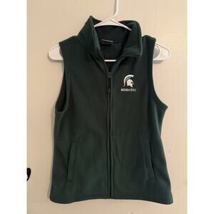 Michigan State Spartans Fleece Vest Small Green Colosseum Zip NCAA